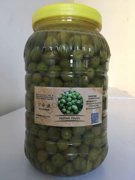 Halhalı yeşil Zeytin 1000 gr Cam Kavanoz